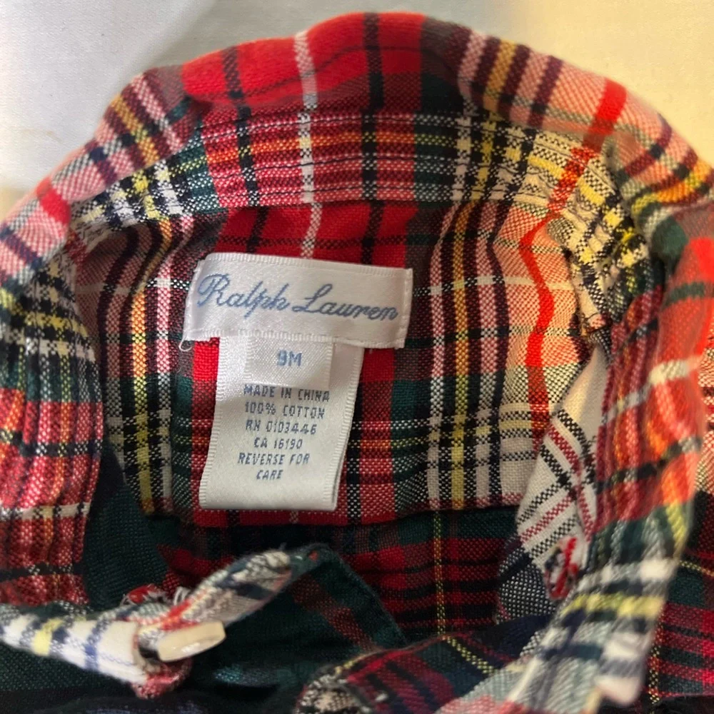 Ralph Lauren Christmas plaid cotton one piece boys